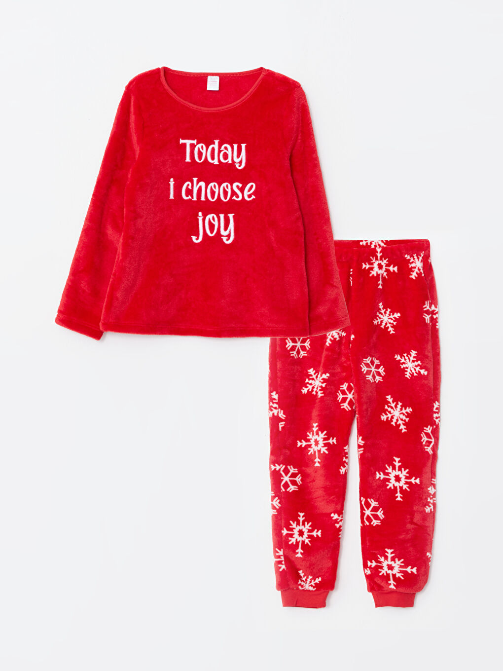 Crew Neck Patterned Long Sleeve Plush Girls' Pajamas Set -W29345Z4-HJY