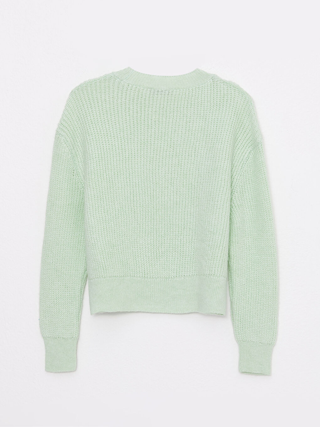 Pulover Tricotat Simplu cu Mânecă Lungă și Guler Rotund pentru Femei-6