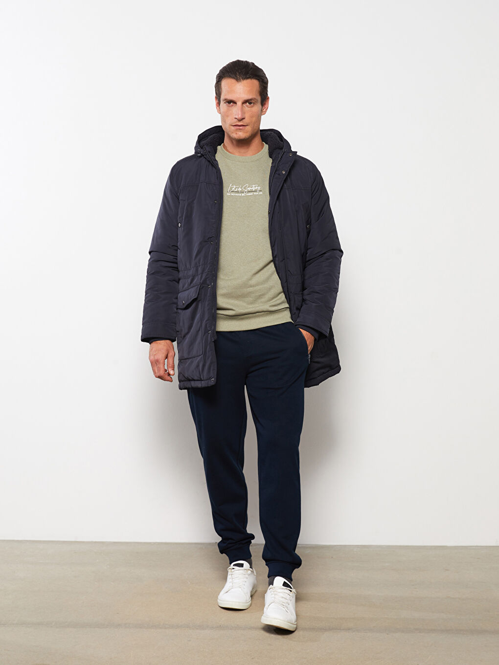 Regular Fit Hooded Men's Parka-1