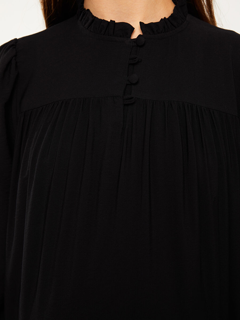LCWAIKIKI Maternity Stand Collar Straight Long Sleeve Maternity Dress -W29359Z8-CVL