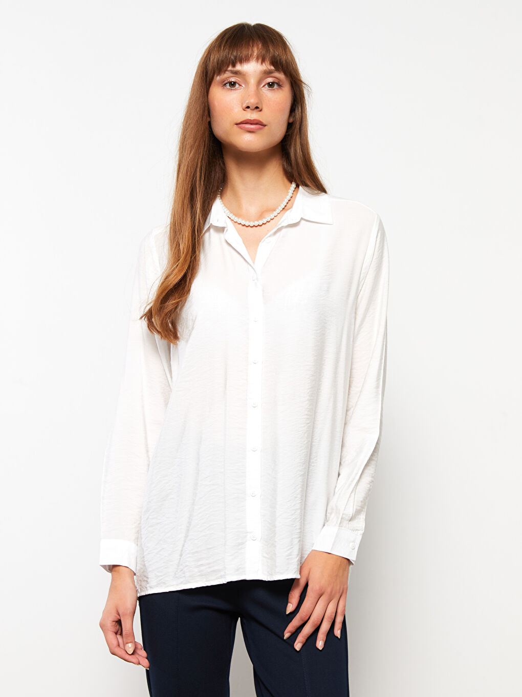 LCWAIKIKI Classic Plain Long Sleeve Women's Shirt -W29411Z8-EEW
