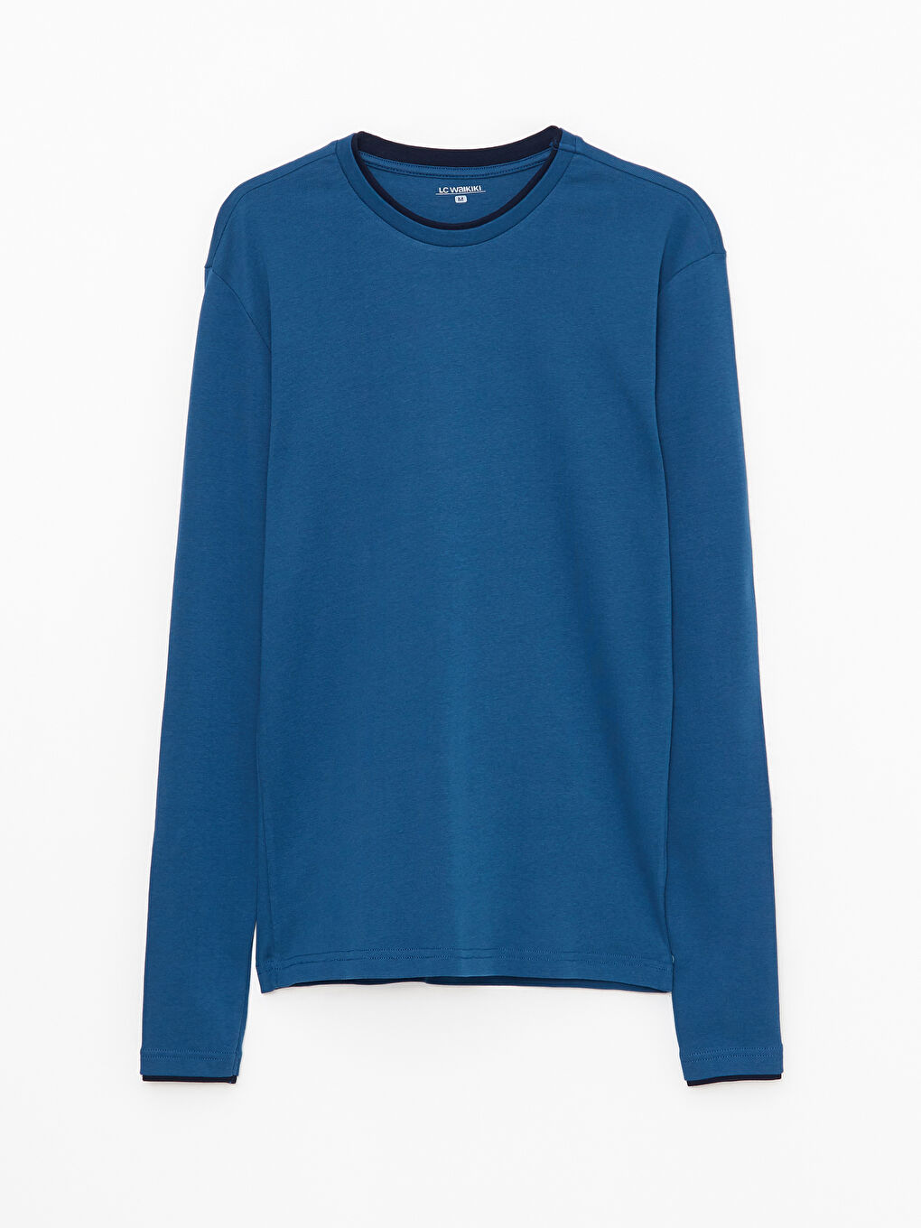 Petrol Bisiklet Yaka Uzun Kollu Erkek Pijama Üst-5