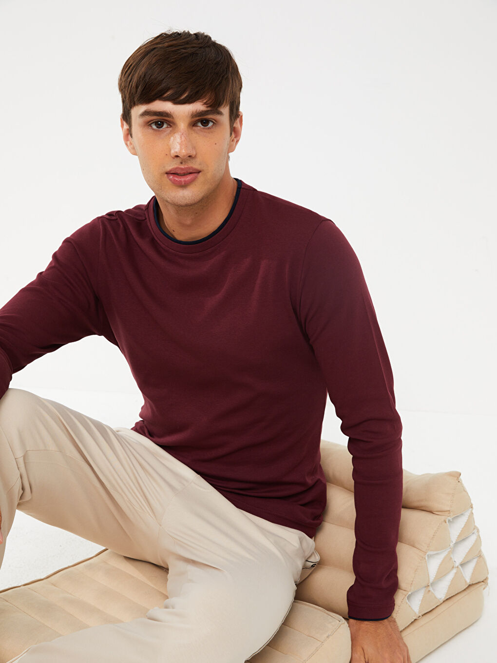 Crew Neck Long Sleeve Men's Pyjama Top