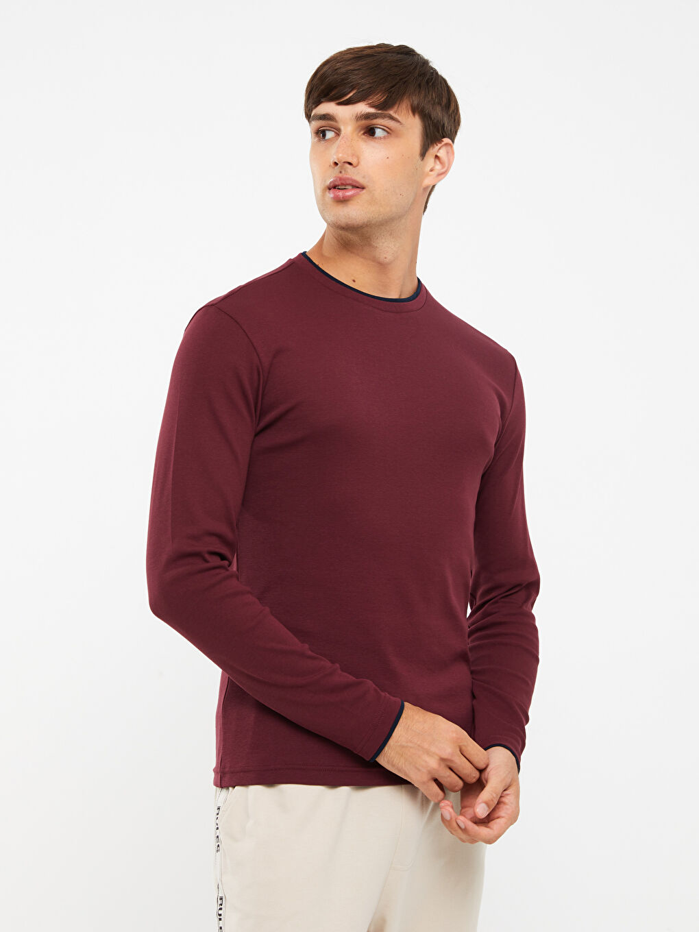 Crew Neck Long Sleeve Men's Pyjama Top-1