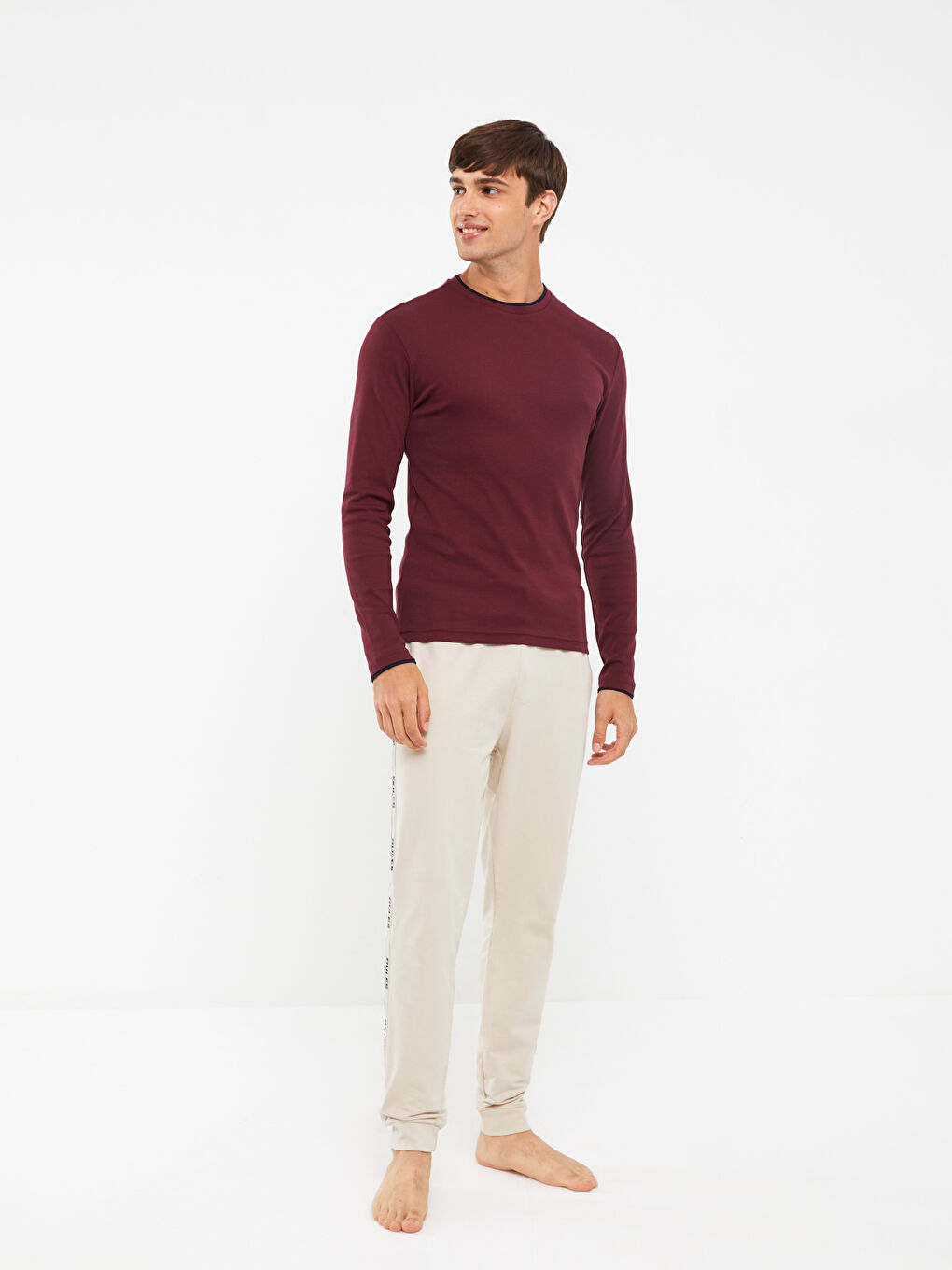 Crew Neck Long Sleeve Men's Pyjama Top-2