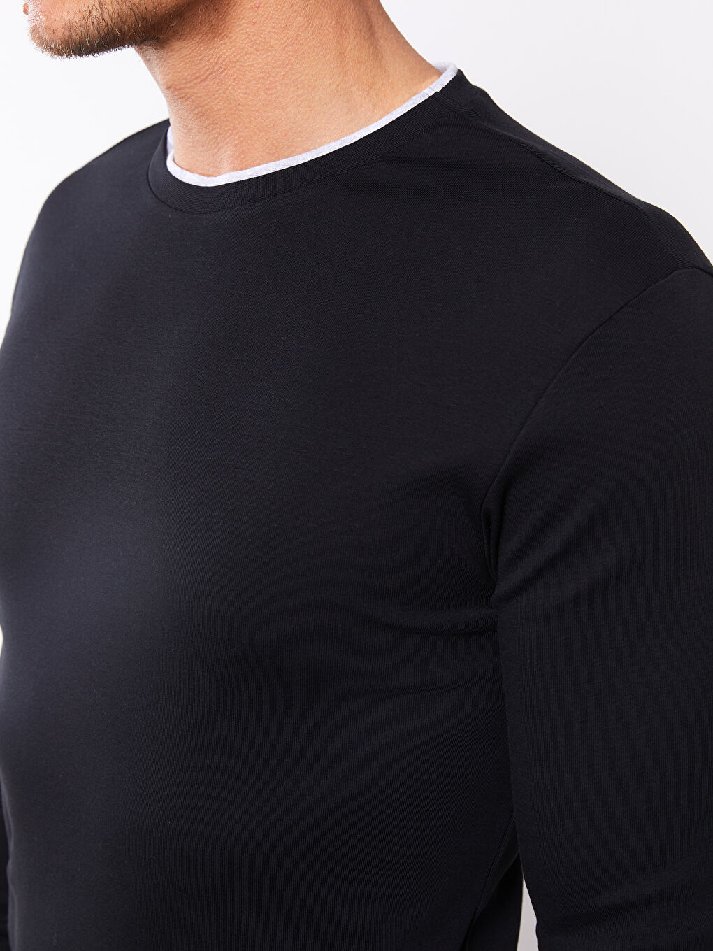 Пижамный Верх Мужской С Длинным Рукавом И Круглым Вырезом-3