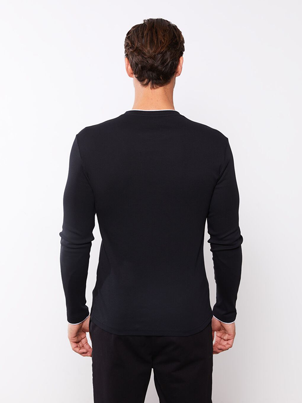 Пижамный Верх Мужской С Длинным Рукавом И Круглым Вырезом-4