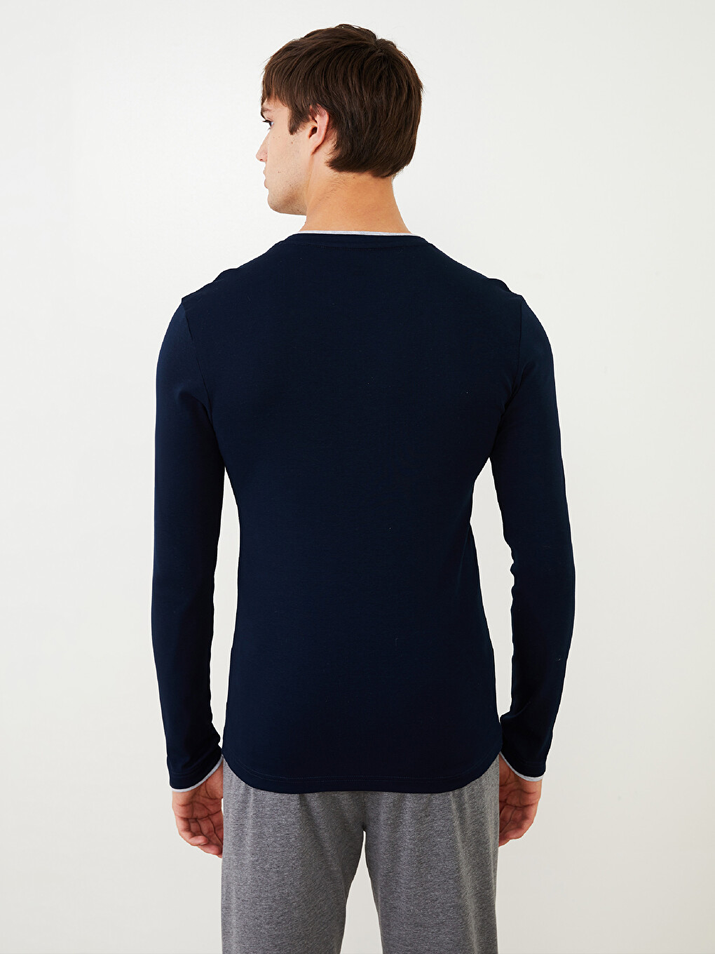 Haut de pyjama à col rond et manches longues pour hommes-5