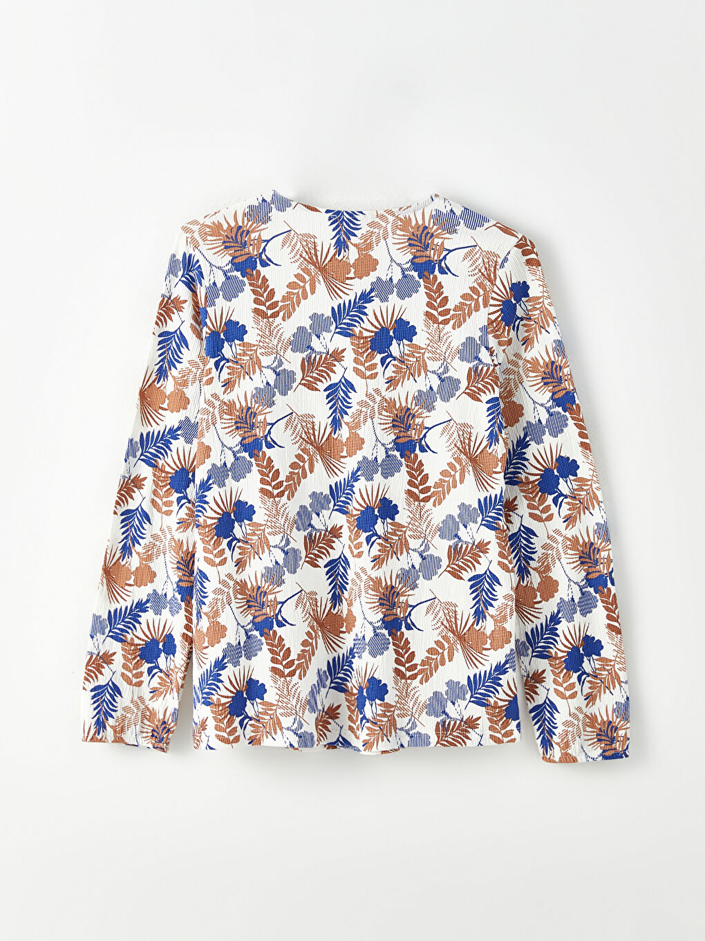 Tie Neck Patterned Long Sleeve Women's Blouse-7