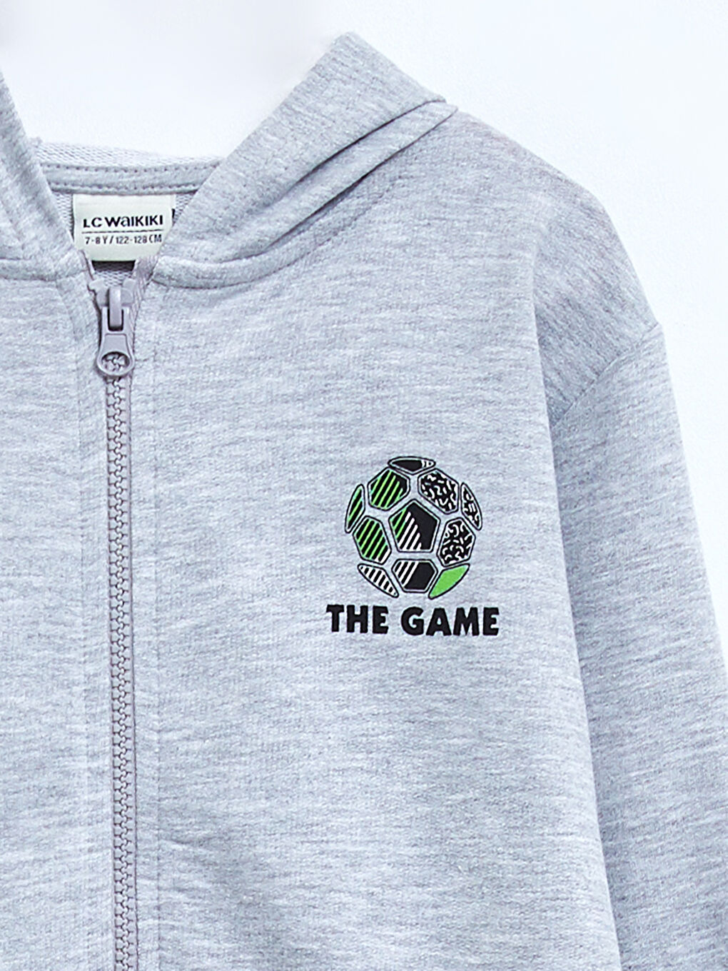 كنزة رياضية بسحاب مطبوعة بغطاء للرأس وكم طويل للأولاد-2