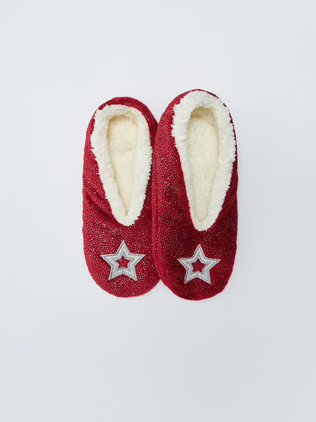 Bordo Yılbaşı Temalı Kadın Ev Çorabı