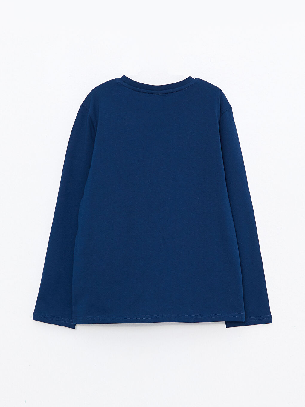 Lacivert Bisiklet Yaka Basic Uzun Kollu Pamuklu Erkek Çocuk Tişört-1