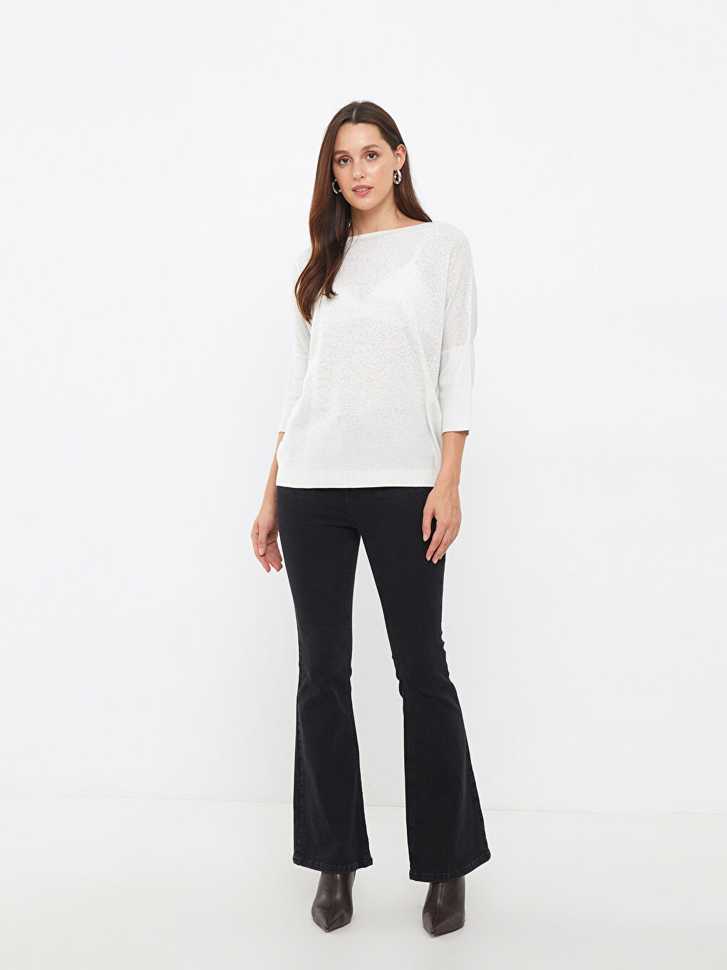 Crew Neck Plain Long Sleeve Women's Knitwear Sweater