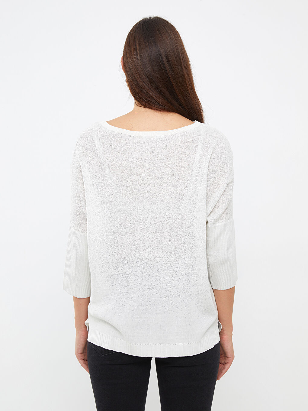 Crew Neck Plain Long Sleeve Women's Knitwear Sweater-4