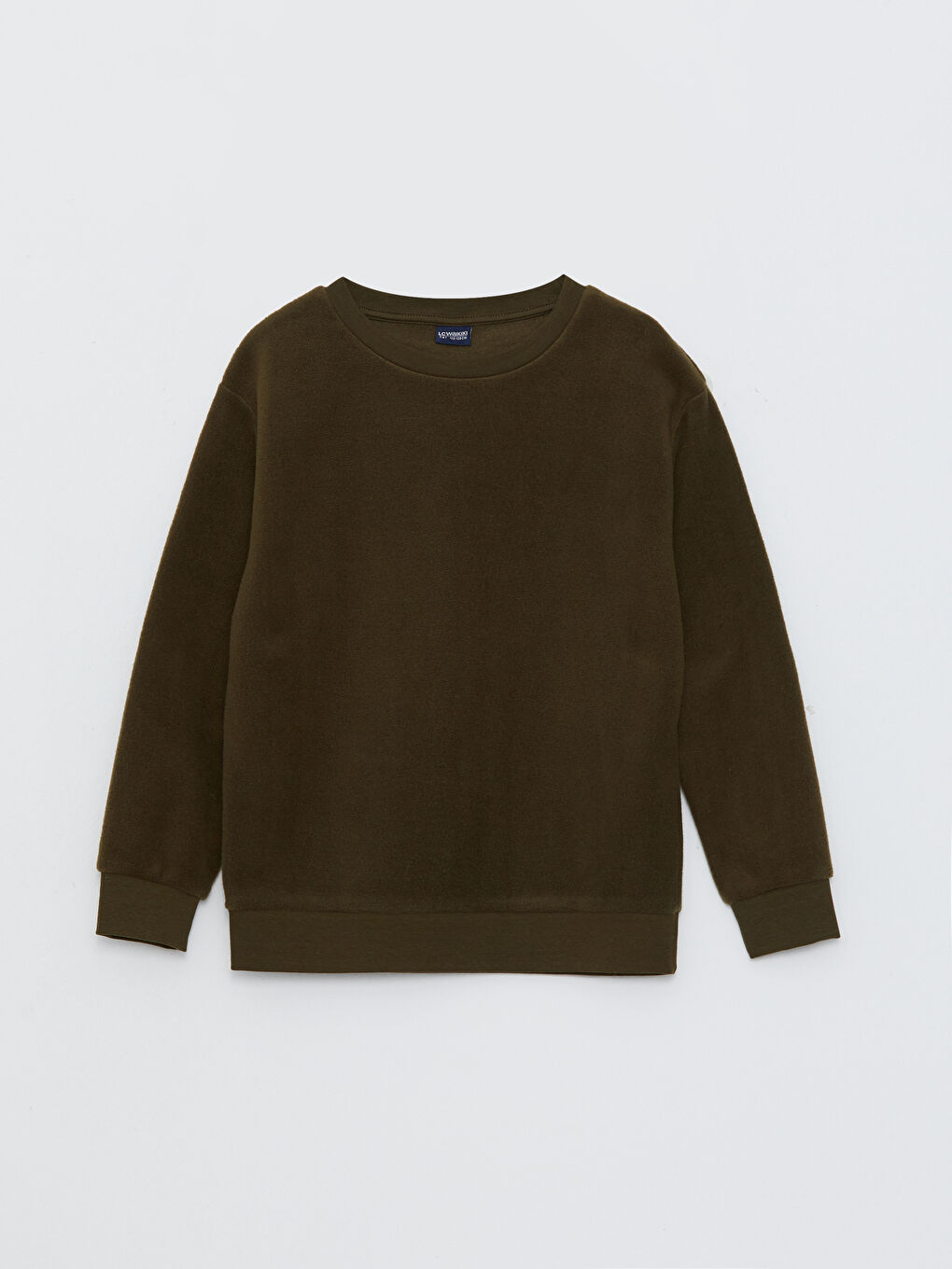 Yeşil Bisiklet Yaka Basic Uzun Kollu Polar Erkek Çocuk Sweatshirt