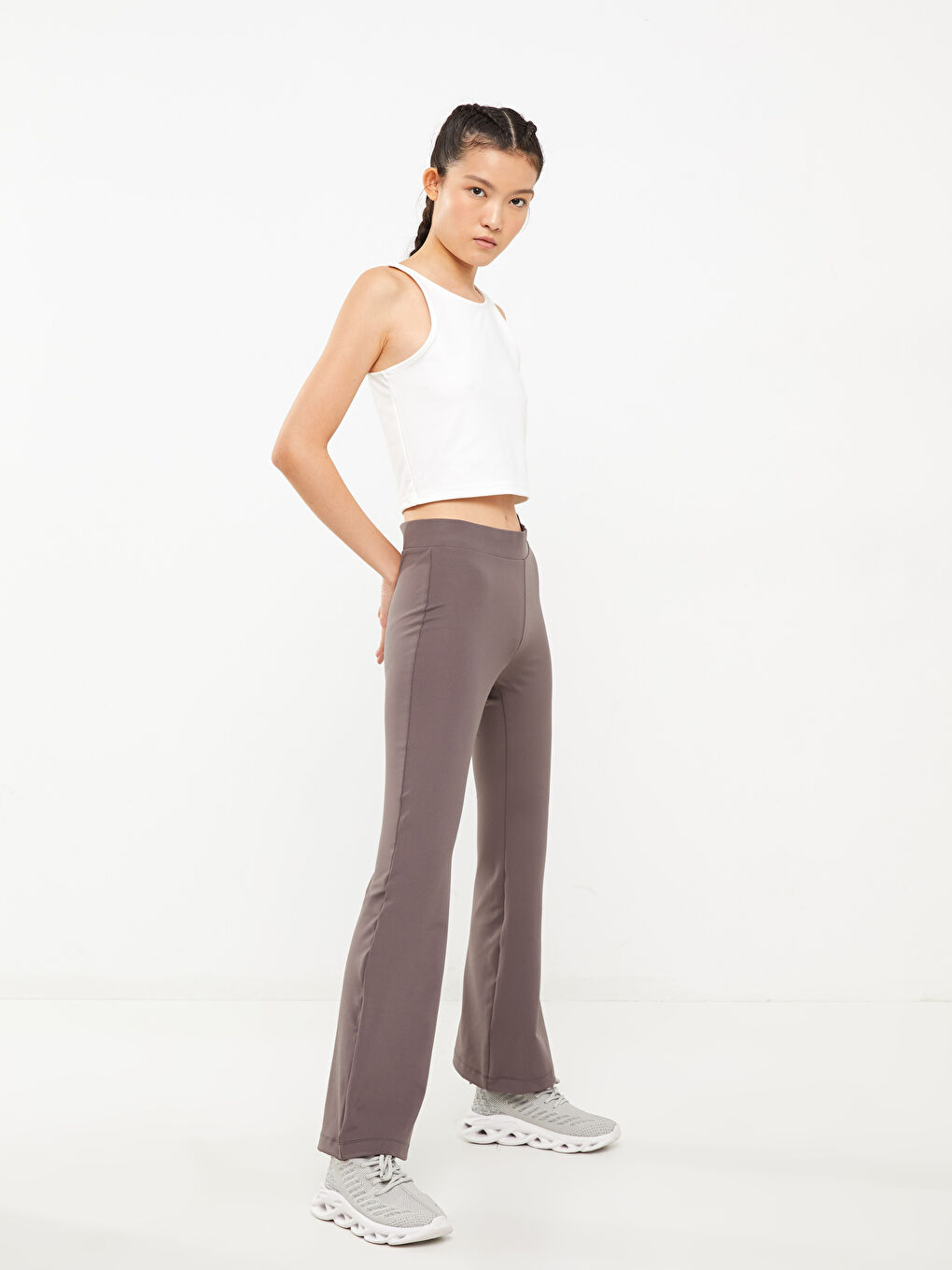 Damen Elastischer Bund Bequeme Passform Schlichte Jogginghose-1