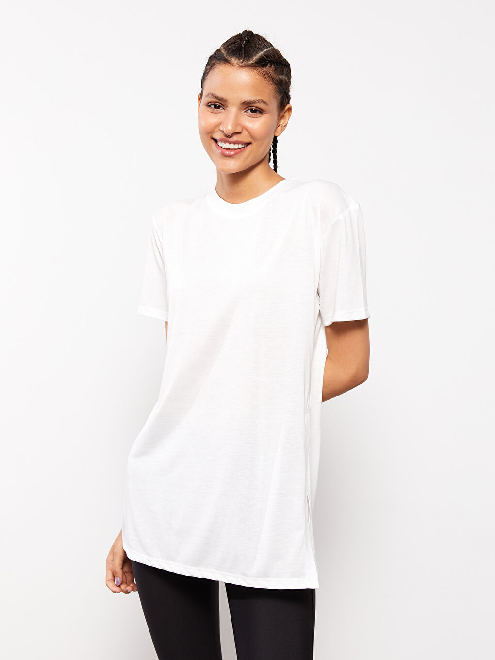 XSIDE ACTIVE Crew Neck Plain Short Sleeve Women's Sports T-Shirt -W29518Z8-R9J