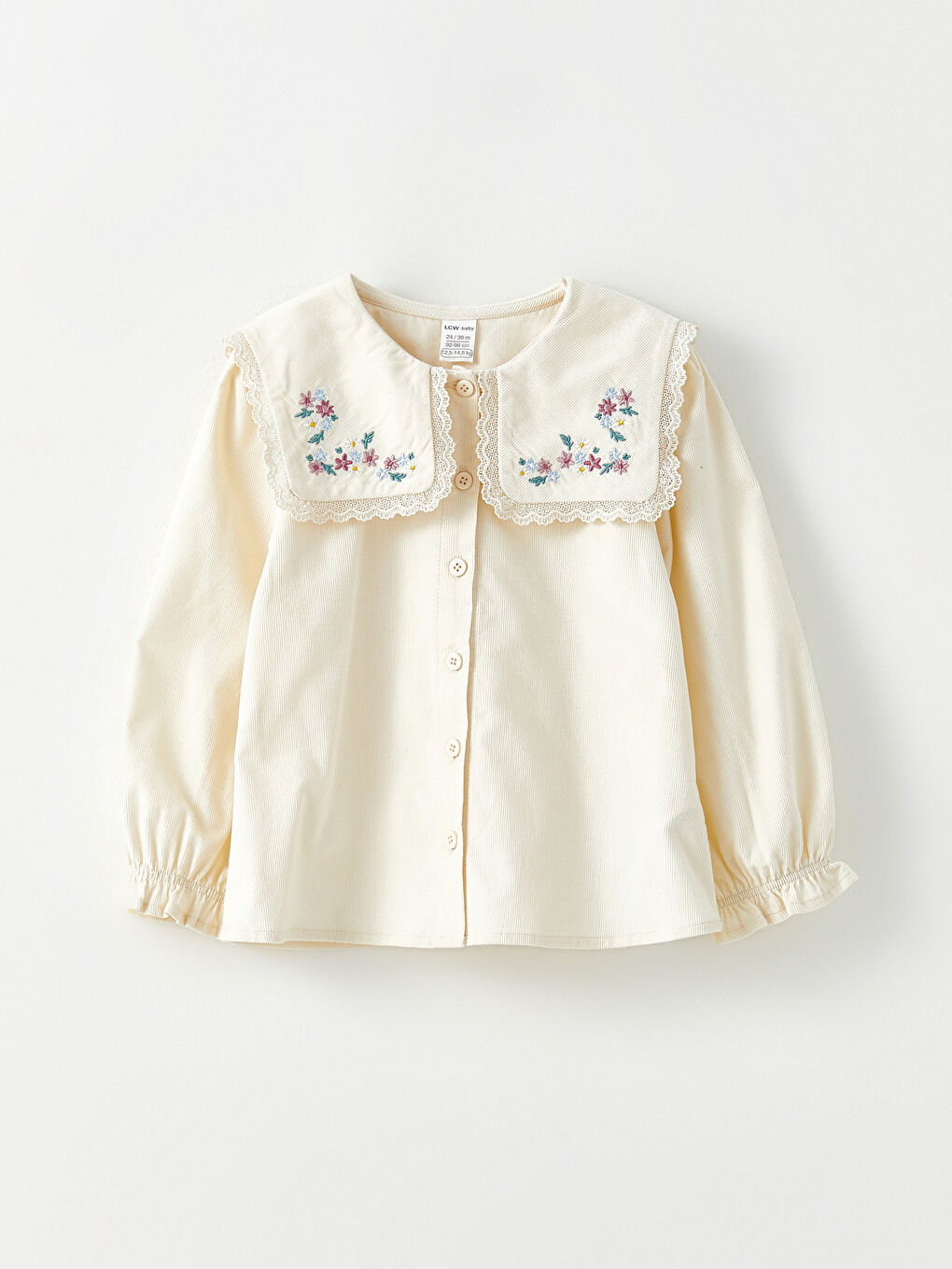 LCW baby Hemd für Babymädchen mit Bebe-Kragen, langen Ärmeln und Stickereidetails -W29533Z1-KXP