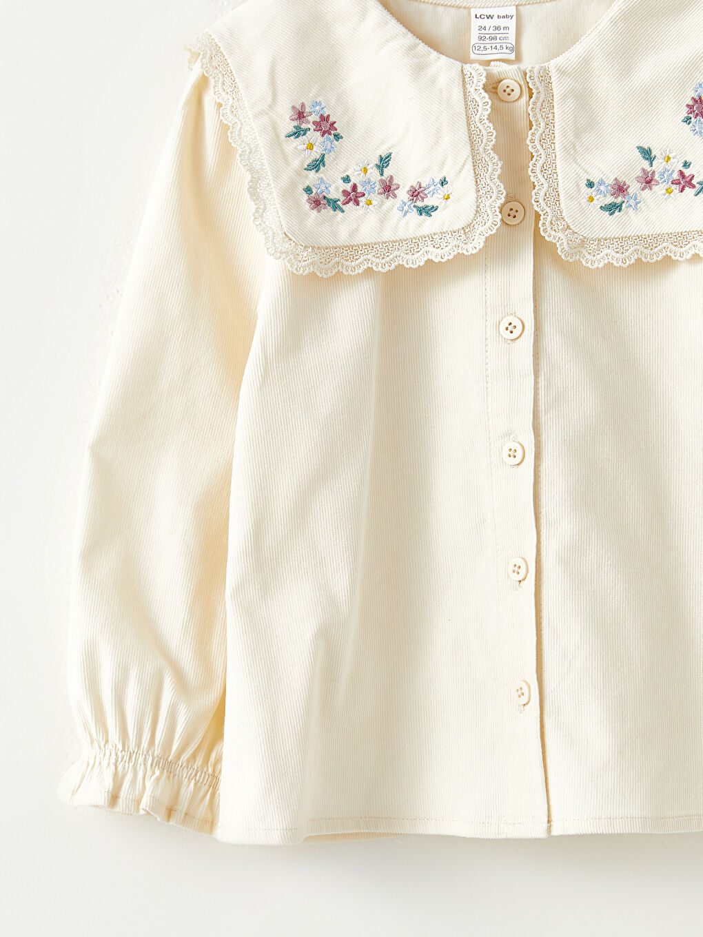 LCW baby Hemd für Babymädchen mit Bebe-Kragen, langen Ärmeln und Stickereidetails -W29533Z1-KXP
