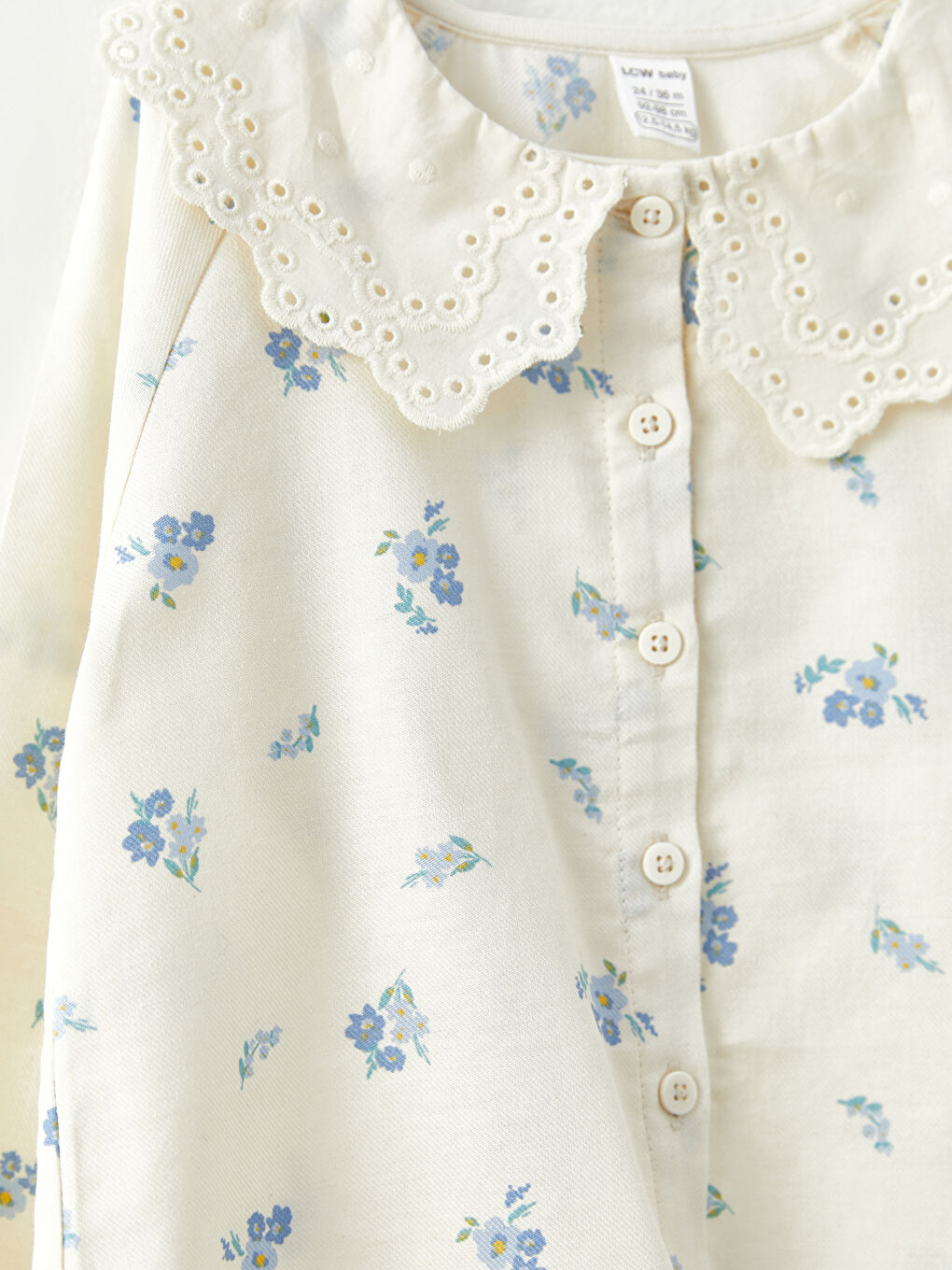 Bebe Collar Long Sleeve Patterned Baby Girl Shirt-1