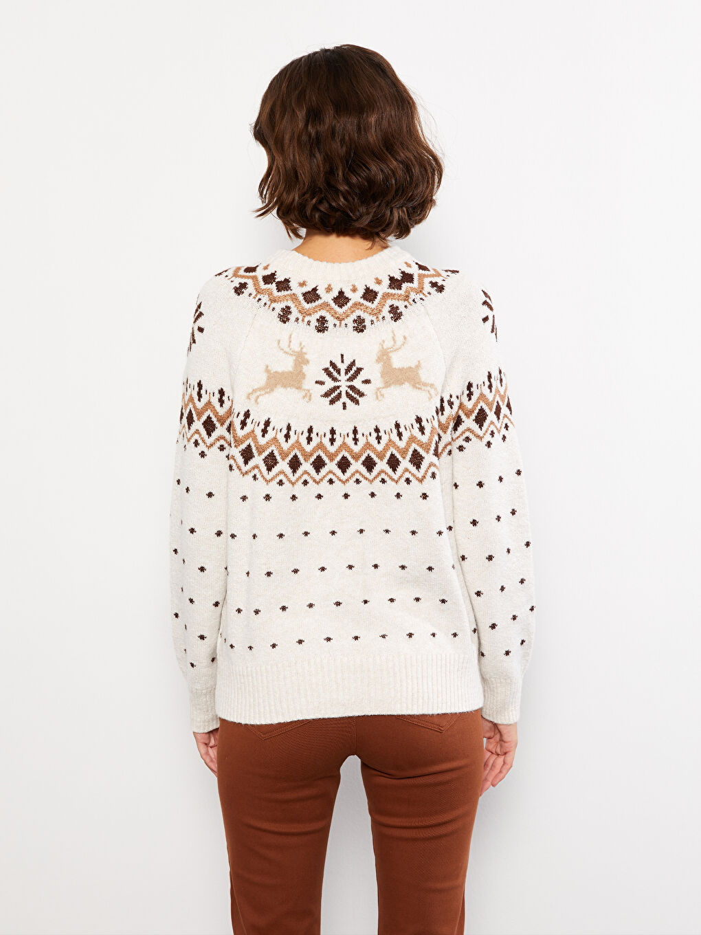 LCW Vision Rundhalsausschnitt Gemustert Langarm Damen Strickpullover -W29539Z8-R9J