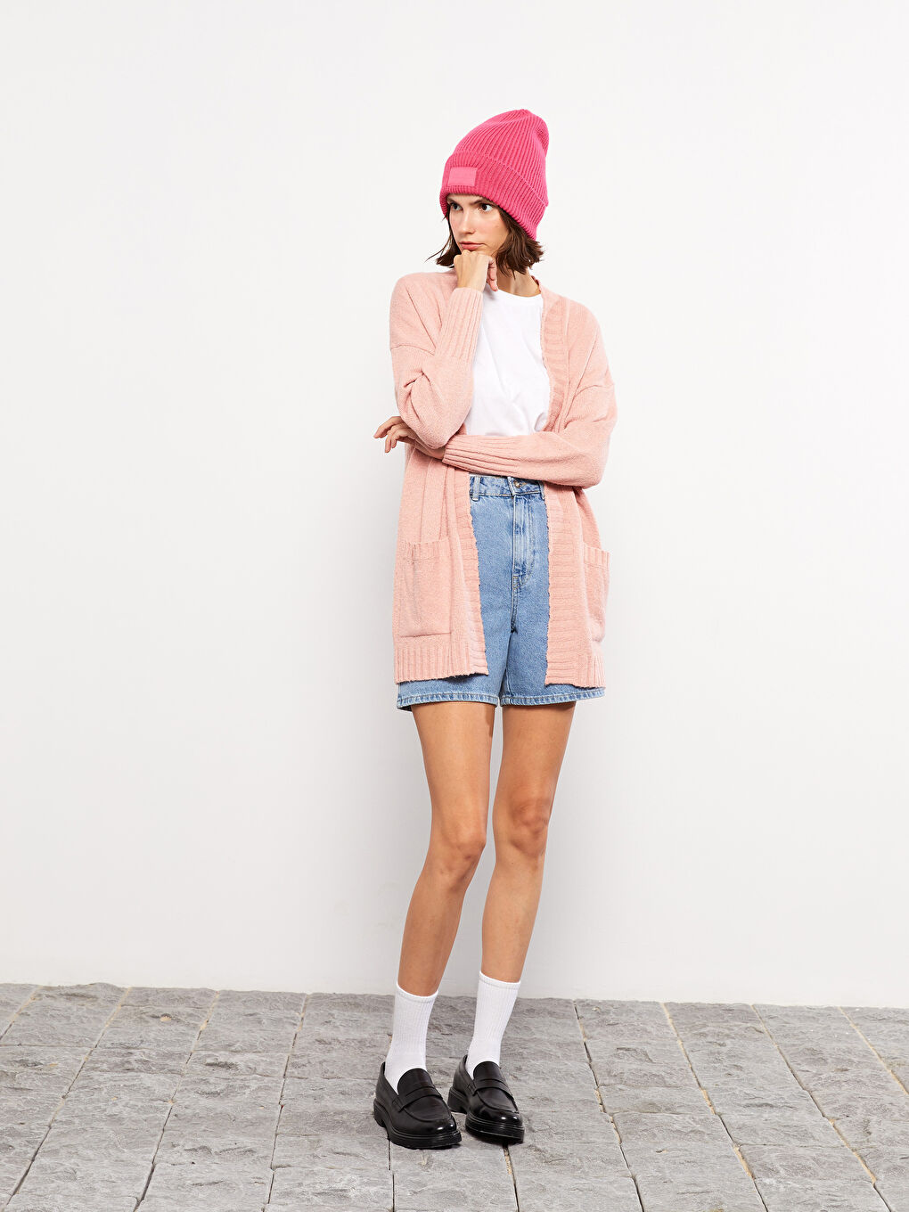 Shawl Collar Plain Long Sleeve Women's Knitwear Cardigan-1