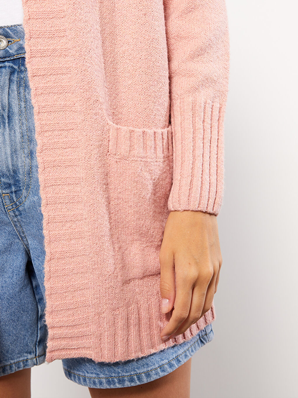 Shawl Collar Plain Long Sleeve Women's Knitwear Cardigan-3
