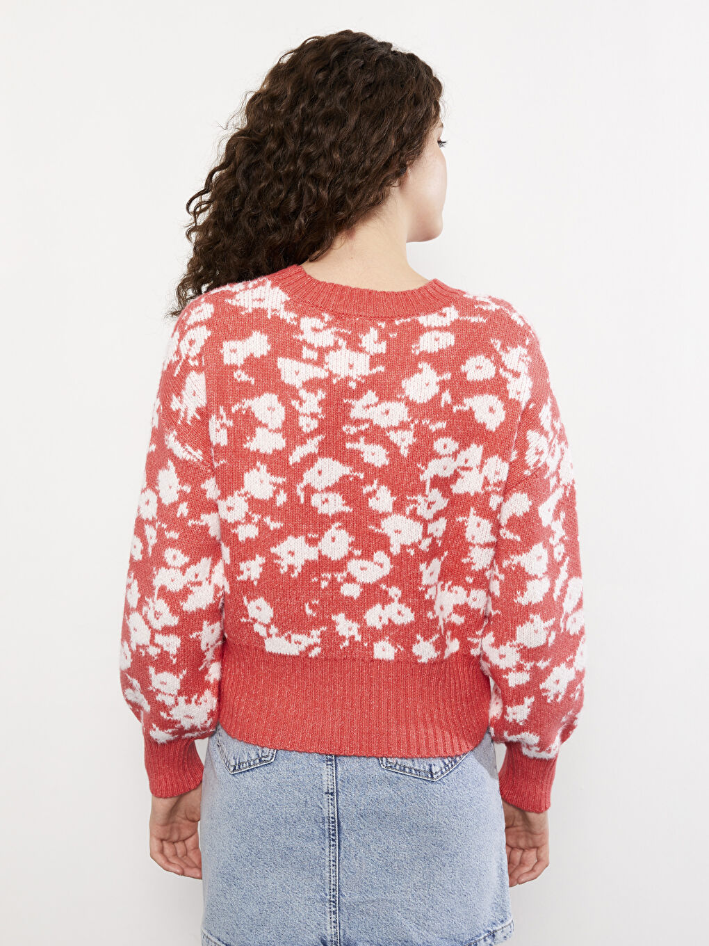 LCW Vision Rundhalsausschnitt Gemustert Langarm Damen Strickpullover -W29542Z8-GTS