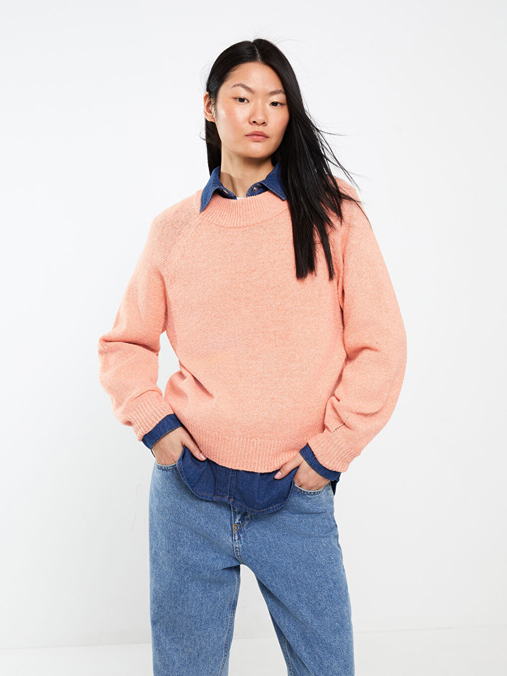 LC Waikiki Funnel Neck Women's Knit Sweater -W29543Z8-FJU