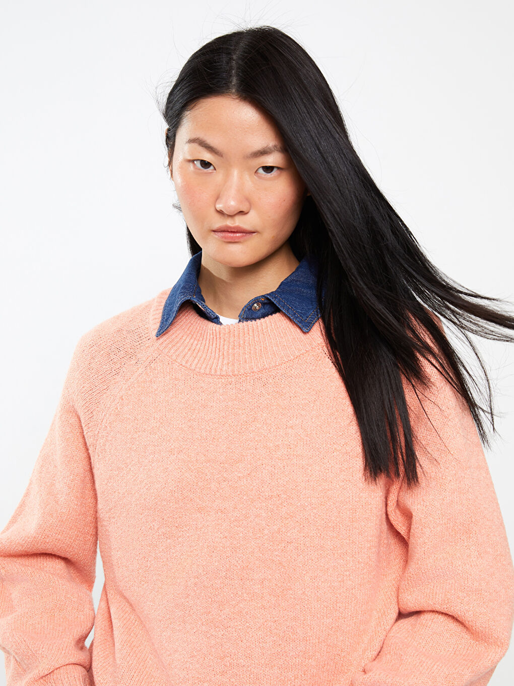 LC Waikiki Funnel Neck Women's Knit Sweater -W29543Z8-FJU