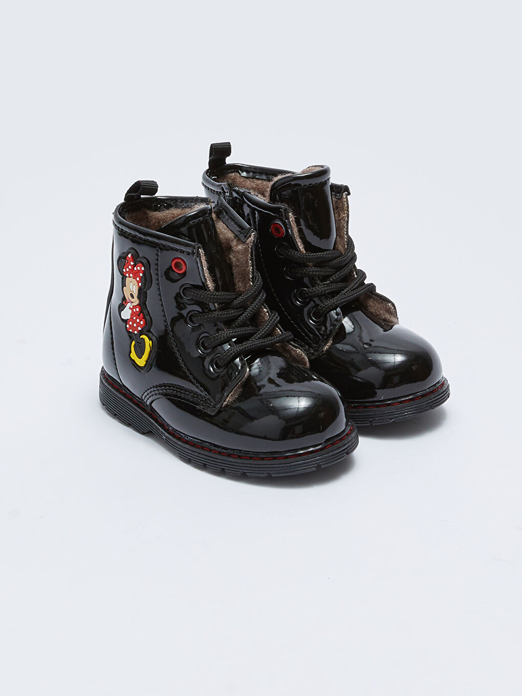 Siyah Minnie Mouse Lisanslı Bağcıklı Kız Bebek Bot