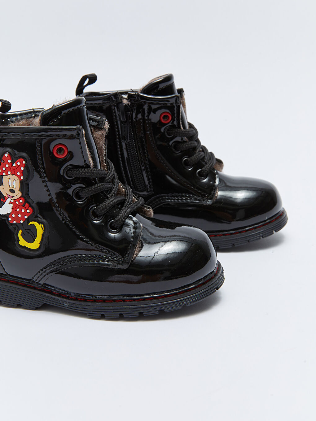 Siyah Minnie Mouse Lisanslı Bağcıklı Kız Bebek Bot-5