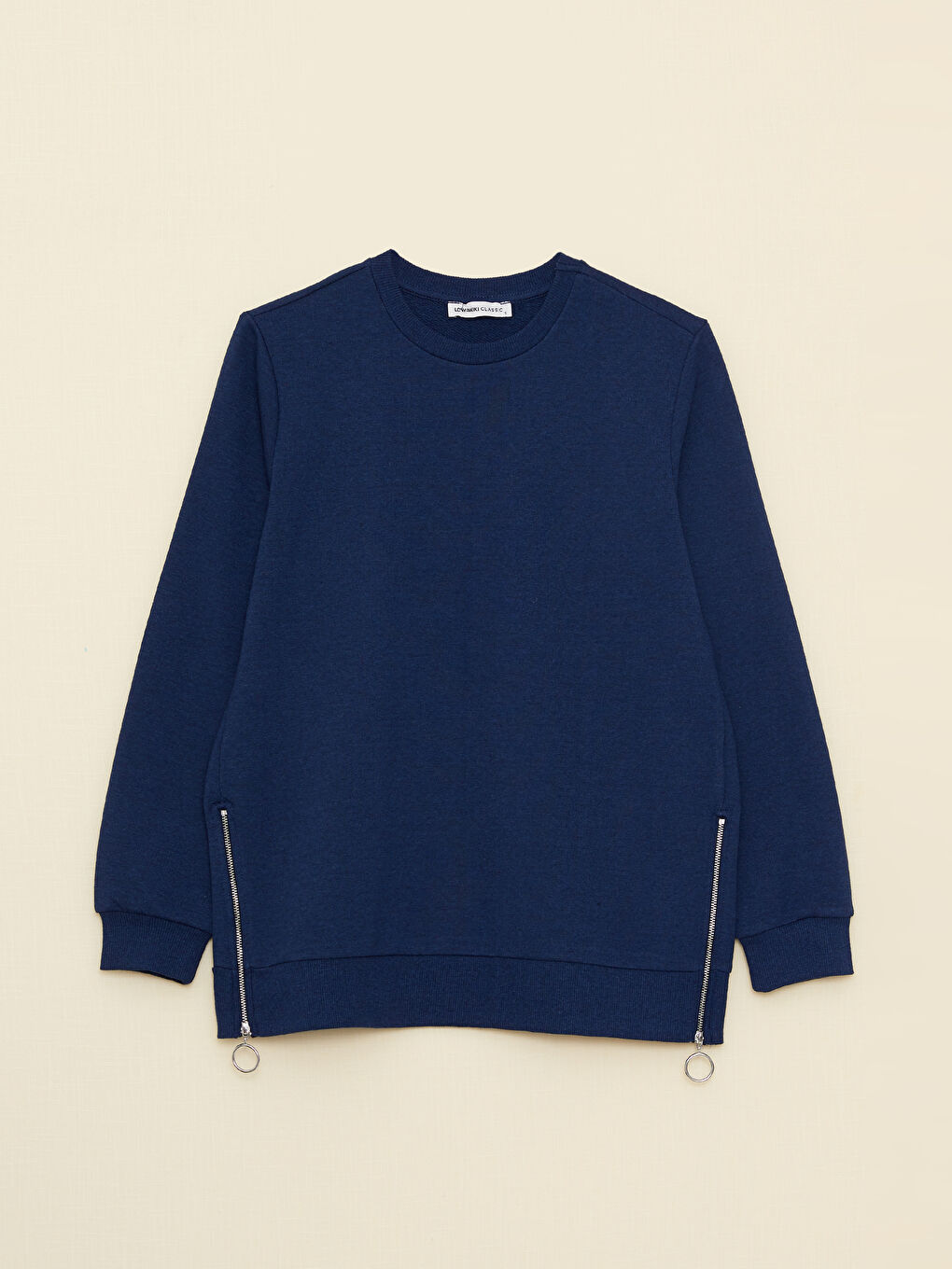 Mavi Bisiklet Yaka Düz Uzun Kollu Kadın Sweatshirt-5