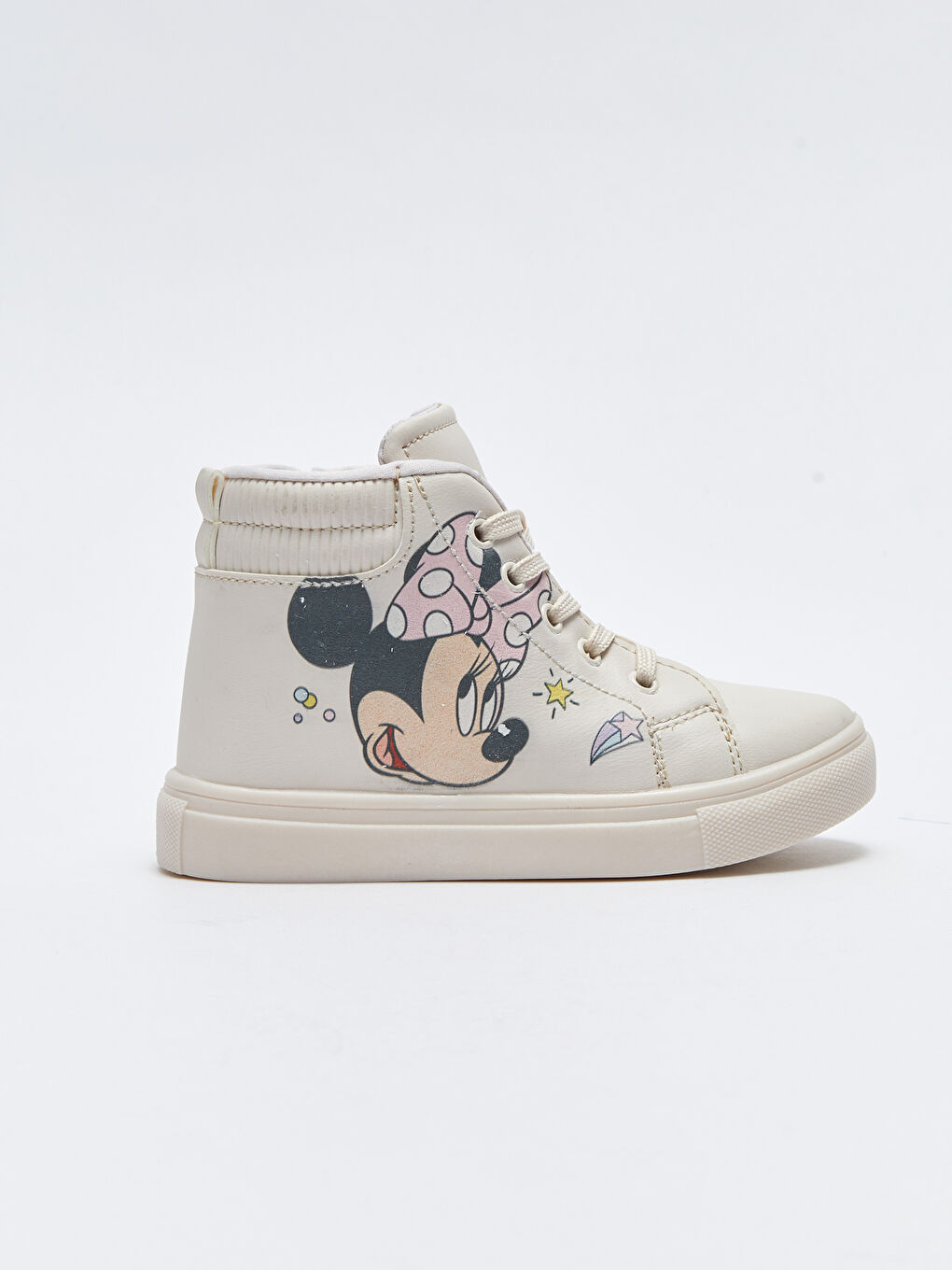 Bej Minnie Mouse Lisanslı Bağcıklı Kız Bebek Bot-4