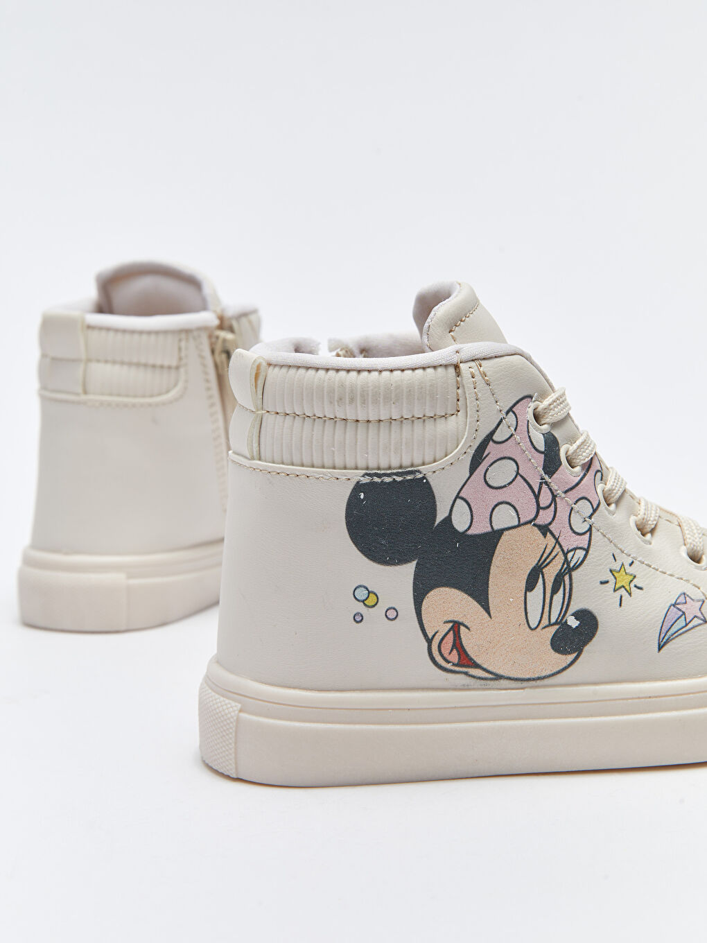 Bej Minnie Mouse Lisanslı Bağcıklı Kız Bebek Bot-5