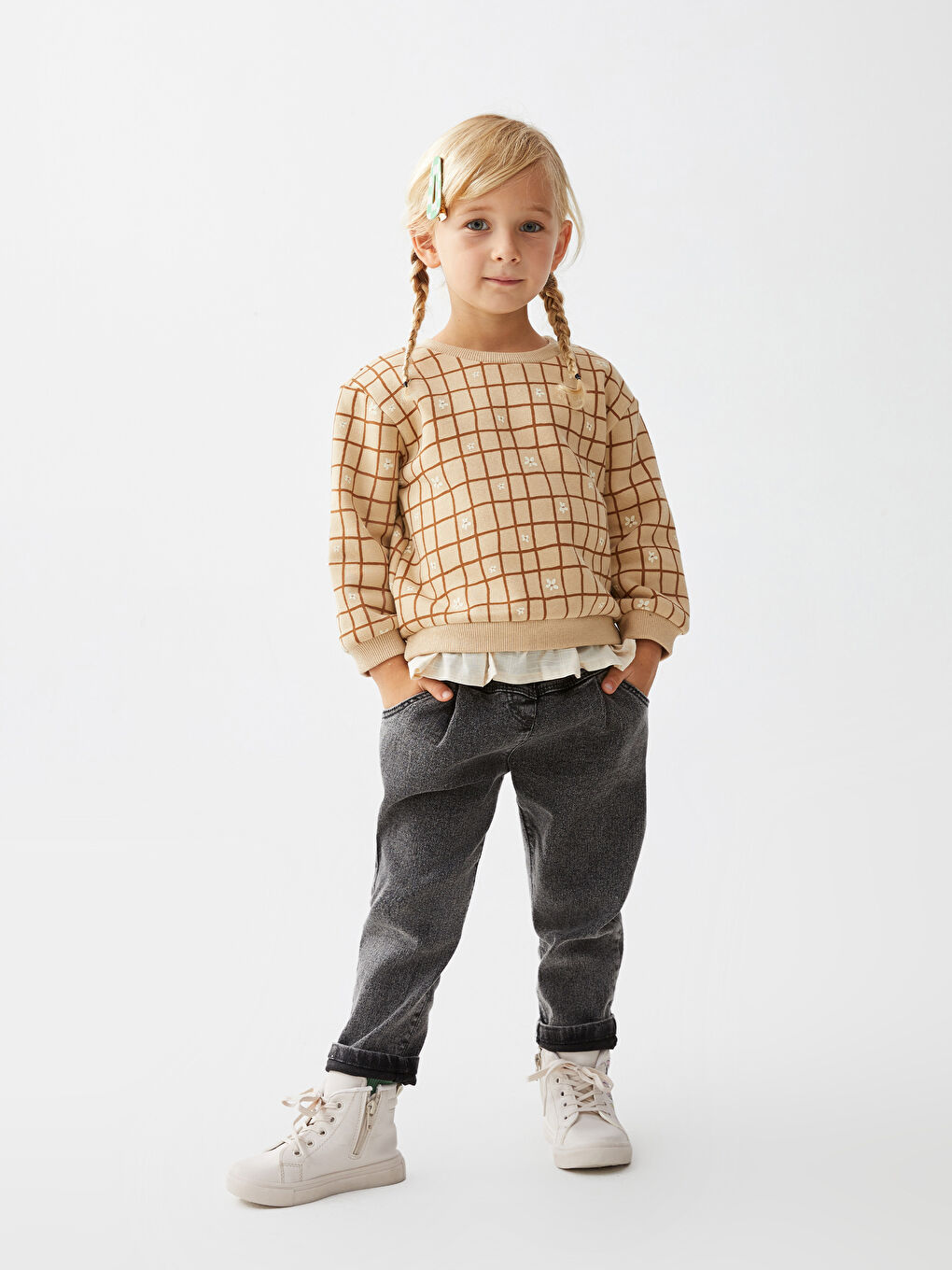 Bej Minnie Mouse Lisanslı Bağcıklı Kız Bebek Bot-1