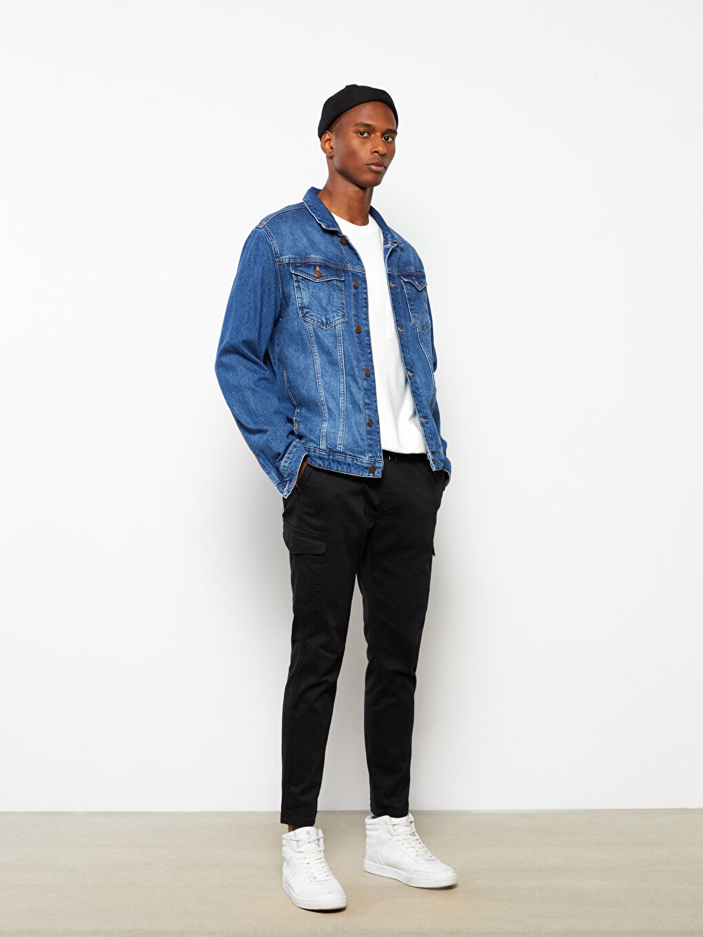 Siyah Slim Fit Erkek Kargo Pantolon