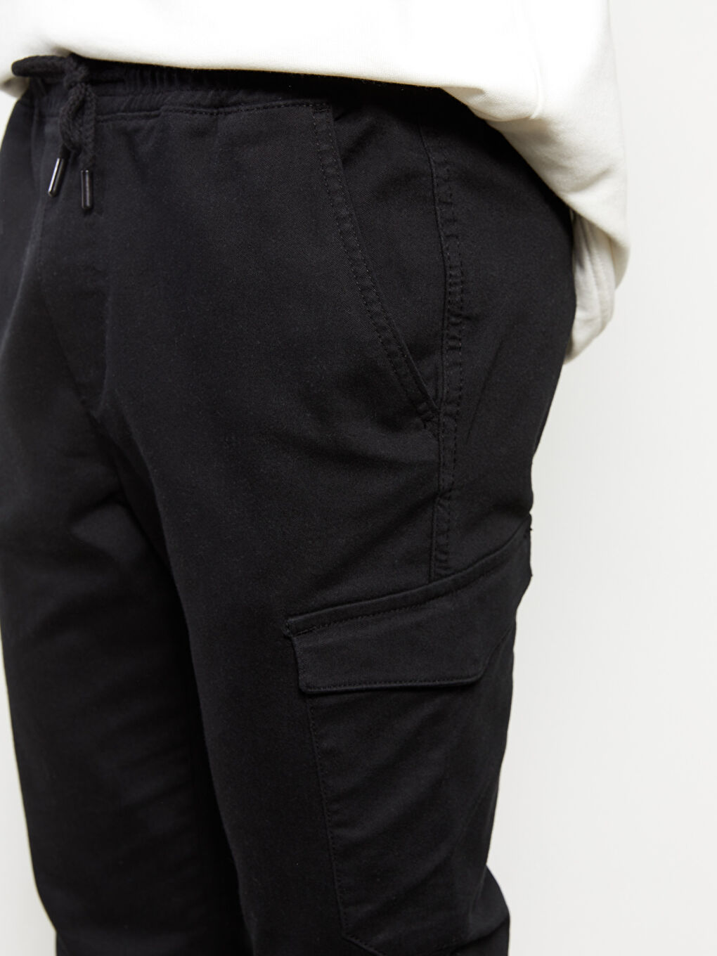 Siyah Slim Fit Erkek Kargo Pantolon-2