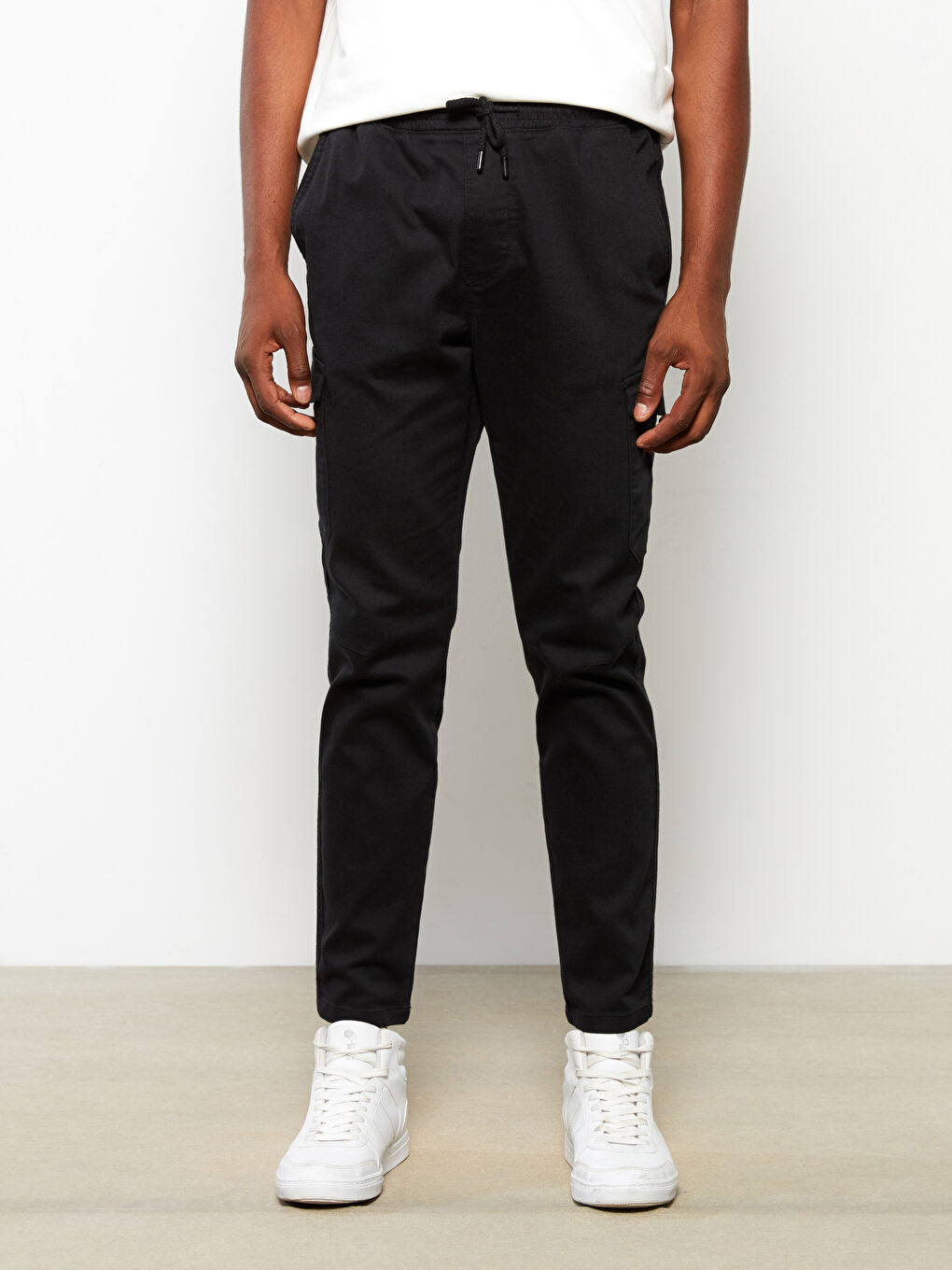 Siyah Slim Fit Erkek Kargo Pantolon-3