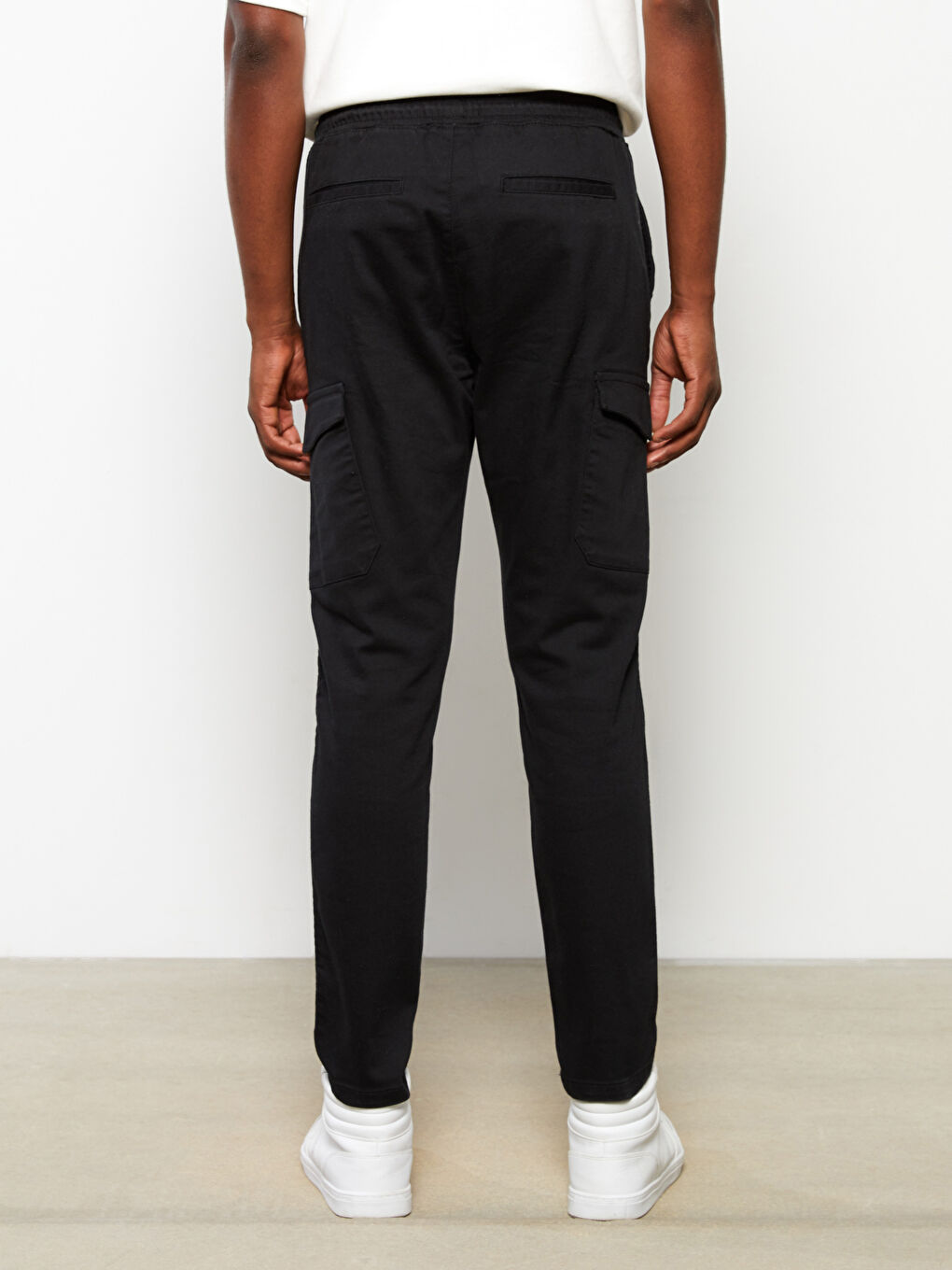 Siyah Slim Fit Erkek Kargo Pantolon-4