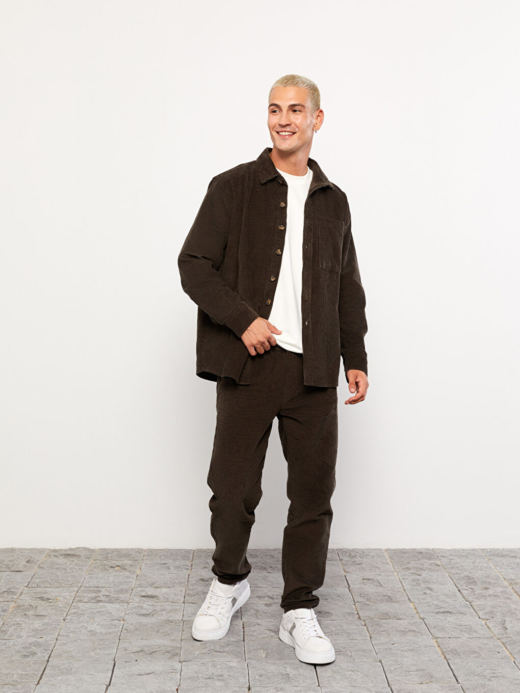 Regular Fit Velvet Men's Trousers-3