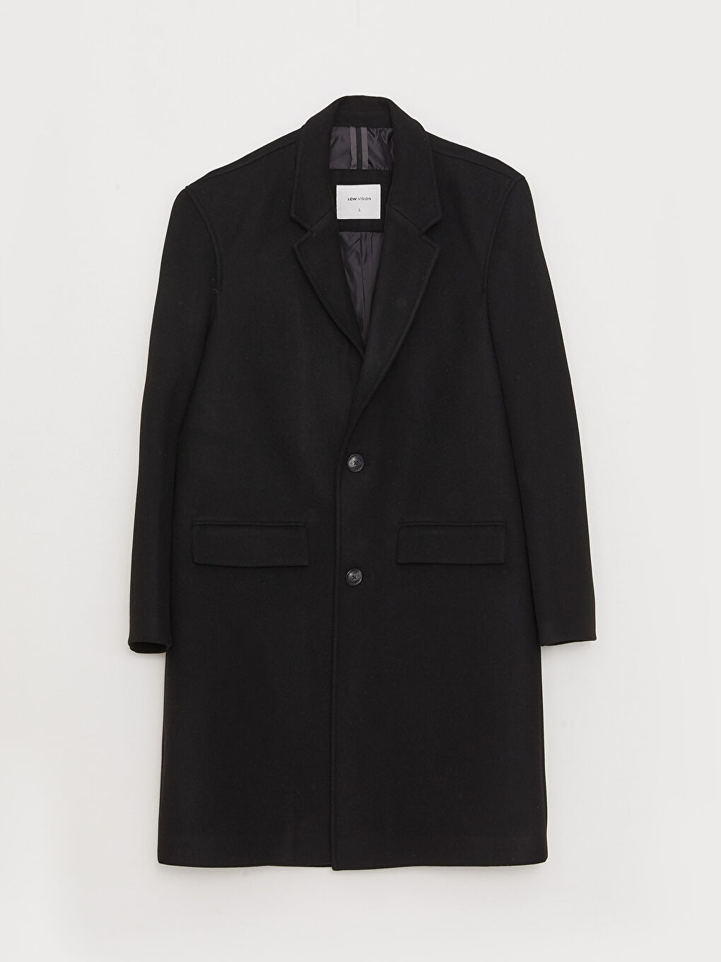 Siyah Rahat Kalıp Ceket Yaka Erkek Kaşe Kaban-10