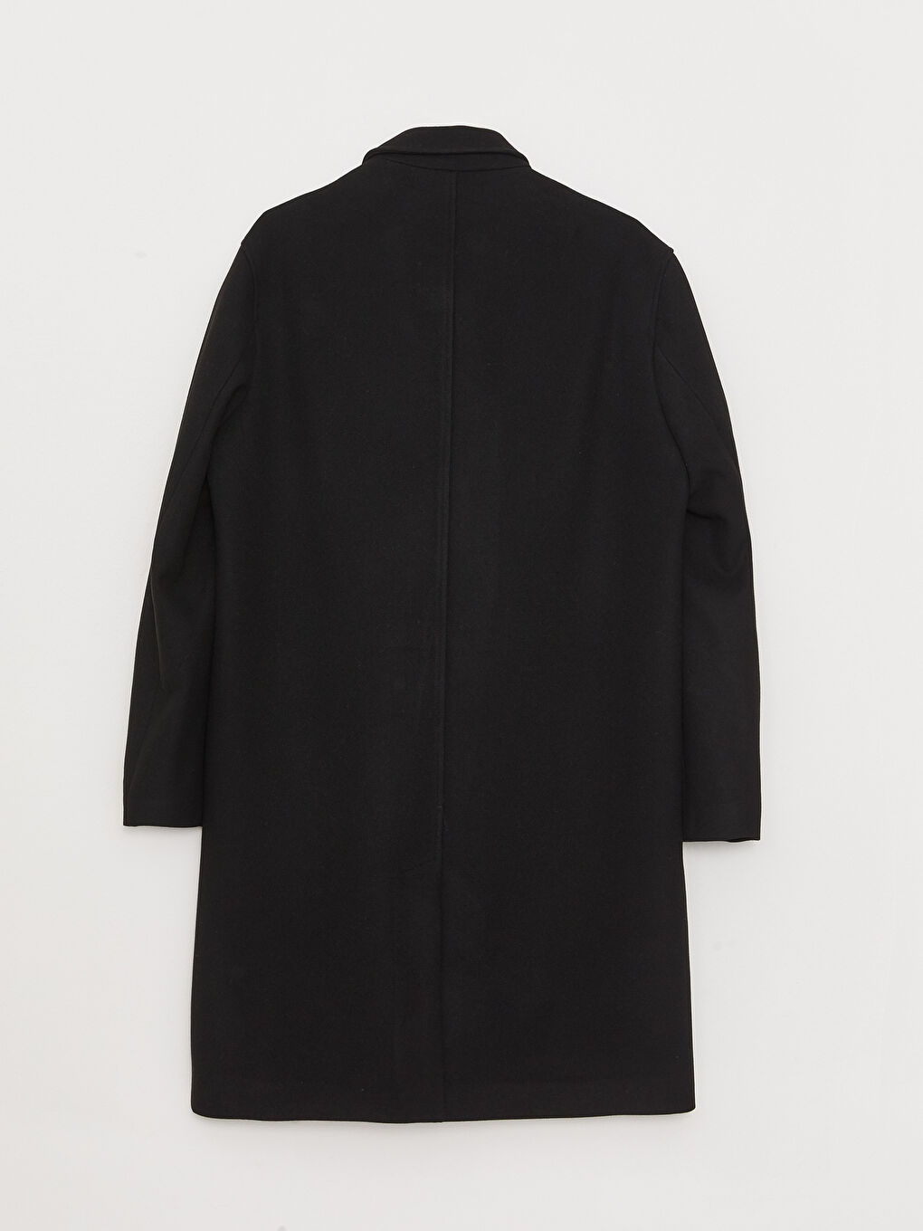 Siyah Rahat Kalıp Ceket Yaka Erkek Kaşe Kaban-11