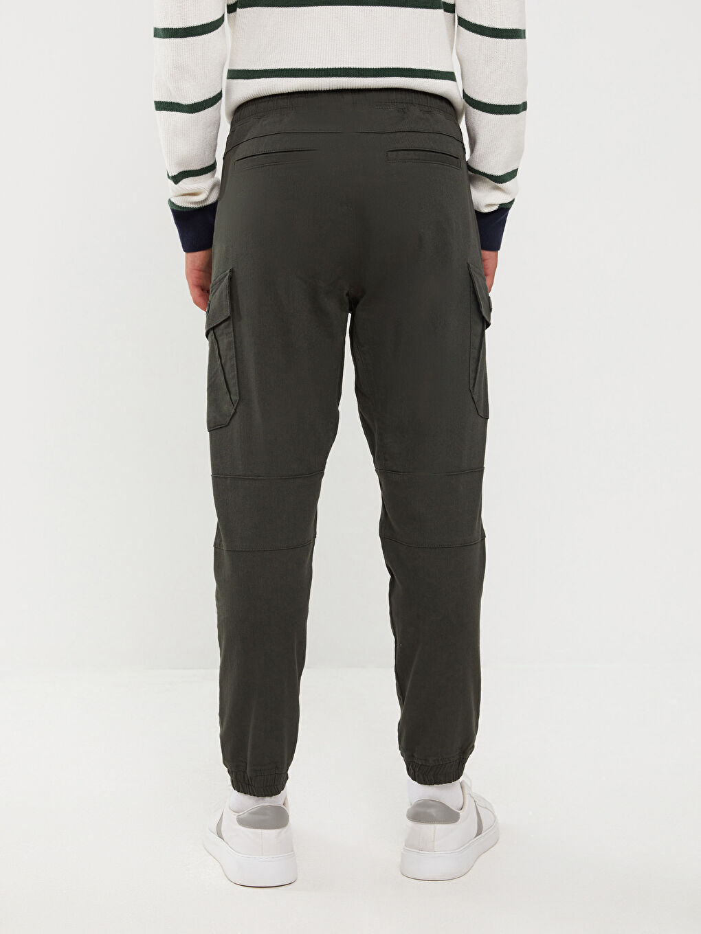 Haki Standart Kalıp Gabardin Erkek Kargo Pantolon-4