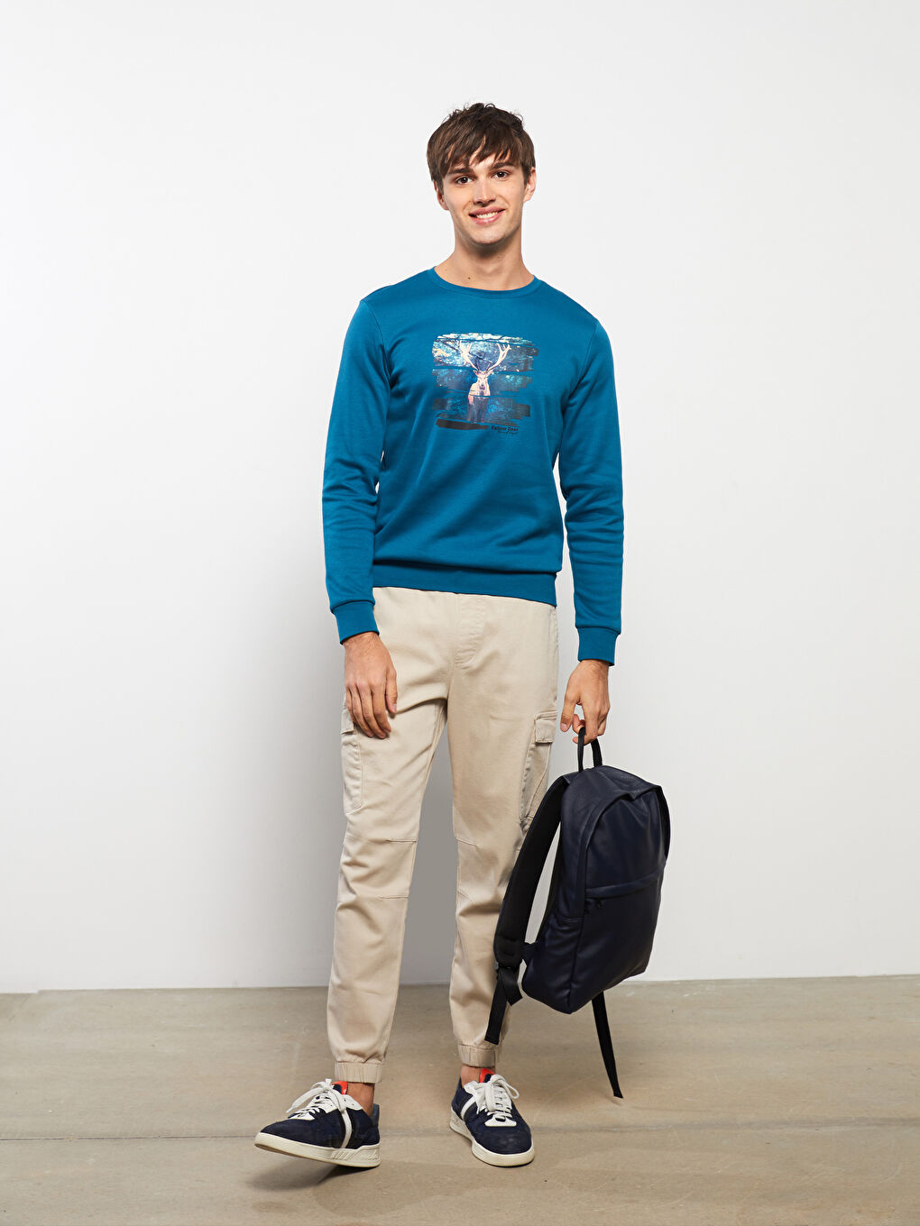 Bej Standart Kalıp Gabardin Erkek Kargo Pantolon