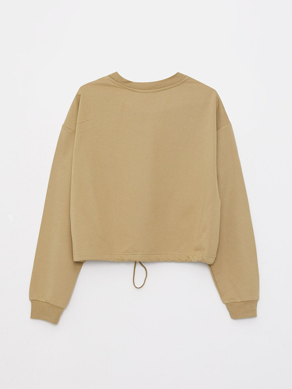 Hanorac simplu cu mânecă lungă și guler rotund pentru femei-5