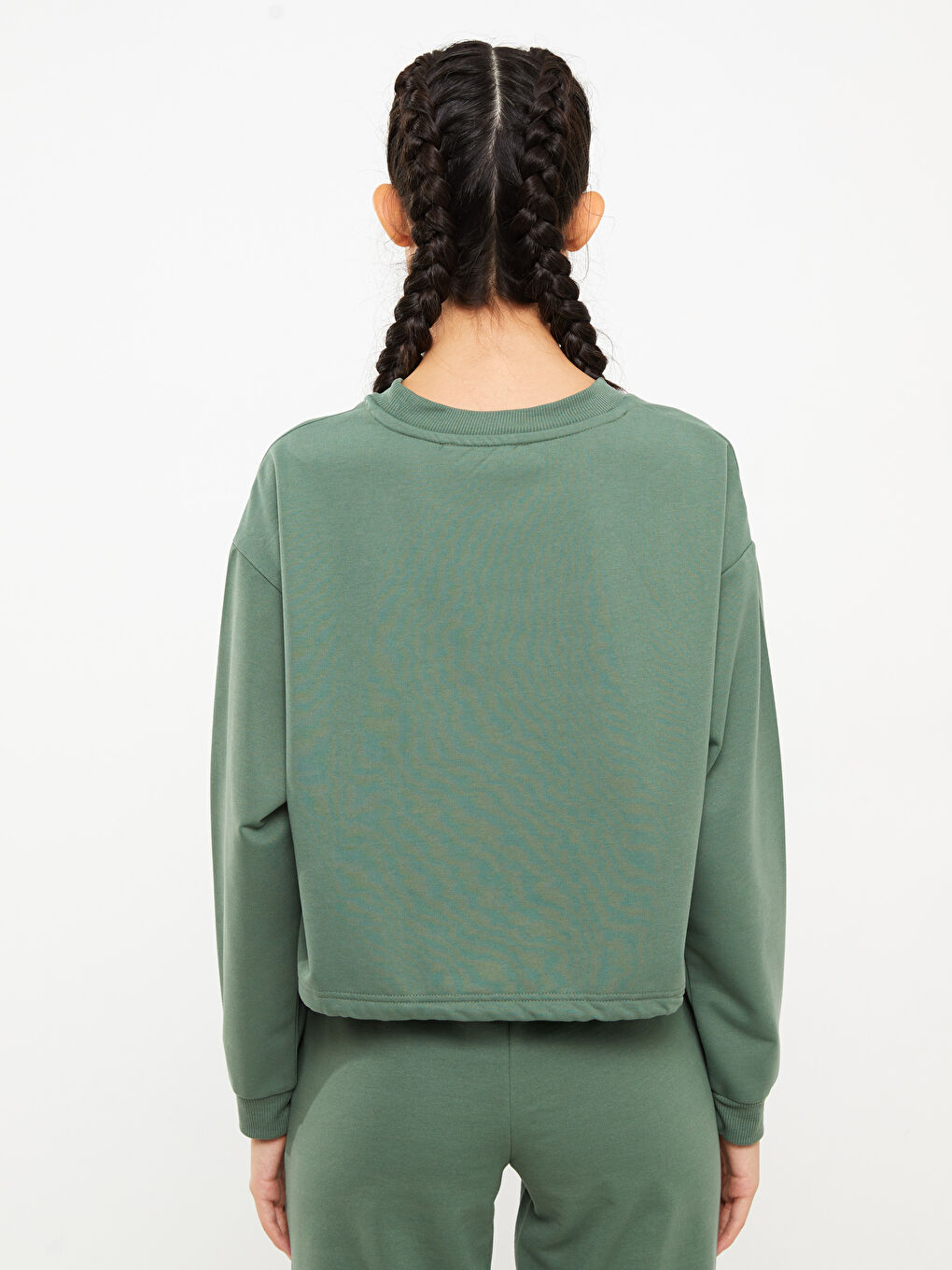 Crew Neck Plain Long Sleeve Women's Sweatshirt-8