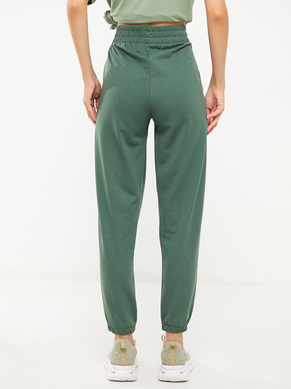 Women's Elasticated Waist Plain Jogger Sweatpants-4