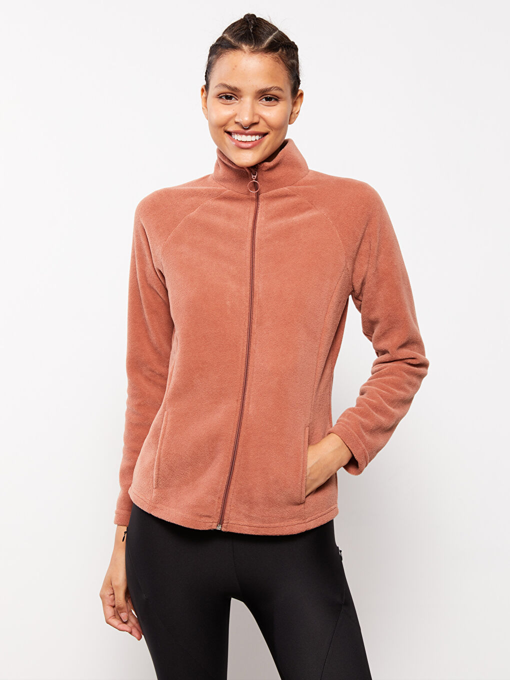 Turtle Neck Women's Sports Cardigan-4