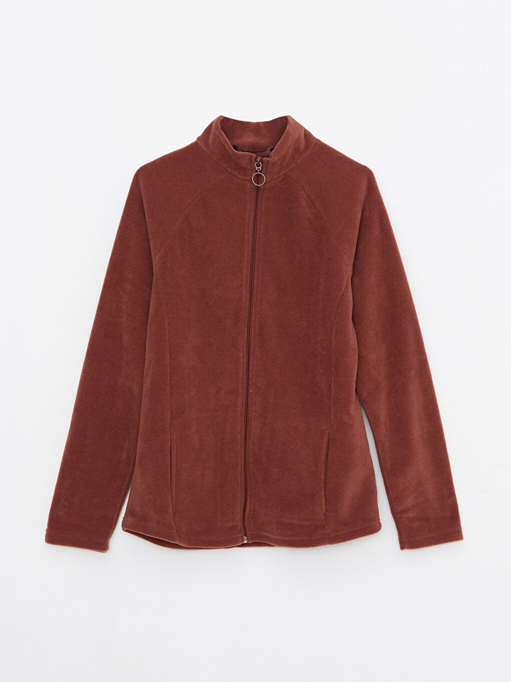 Turtle Neck Regular Long Sleeve Fleece Women's Sports Cardigan-5